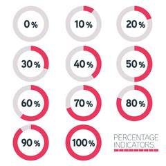 Circular Progress Bar - Ten percentage indicators Vector set
