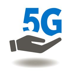 5G Hand Vector Icon. Give 5th generation wireless technology illustration.