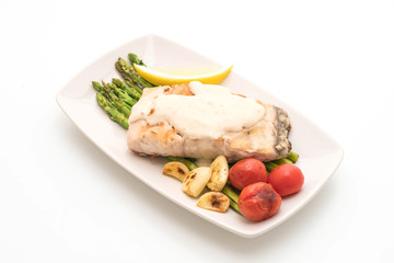 grilled snapper fish steak with vegetable