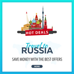 Naklejka premium Travel to Russia. Travel Template Banners for Social Media. Hot Deals. Best Offers.