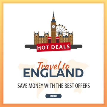 Travel to England. Travel Template Banners for Social Media. Hot Deals. Best Offers.