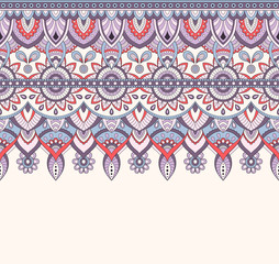 Seamless doodle illustration, zentangle pattern, wallpaper, background, texture. Indian Orment. Design for printing on fabric, textiles. Template for web design, greeting cards, coloring book page