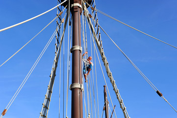 Las carabelas de Cristóbal Colón en el Puerto de Palos, España