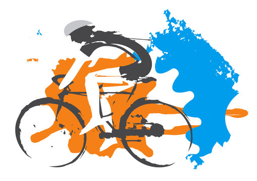 Fototapeta Road Cyclist grunge Stylized.  Stylized cyclist on the white background. Vector available.