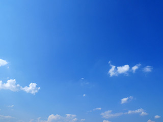 Clear blue sky with some small clouds on the bottom half