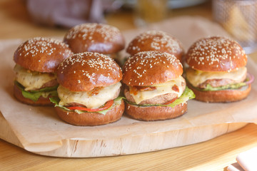 Close-up of home made burgers