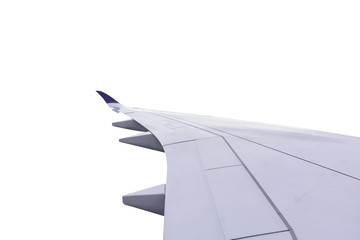 Fototapeta na wymiar Airplane wing isolate on white background with clipping path.