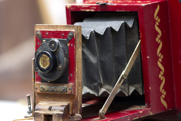 Closeup to an antique camera