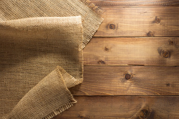 burlap hessian sacking on wood