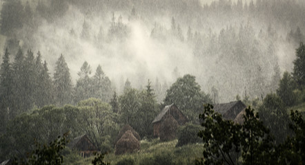 Rain in a mountain valley