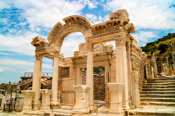 Fototapeta na wymiar Temple of Hadrian at the Ephesus archaeological site in Turkey.