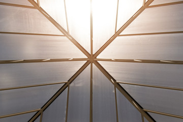 Up view Roof frame and Translucent roof abstract construction