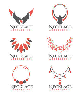 Orang And Gray Necklace Logo Vector Art Set Design