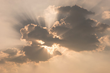 sun beam shine thru cloud in evening