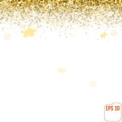 Abstract background with many falling gold stars confetti. vector background