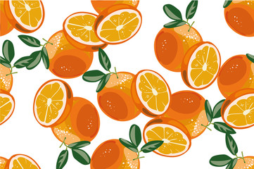 Orange seamless pattern vector on white background