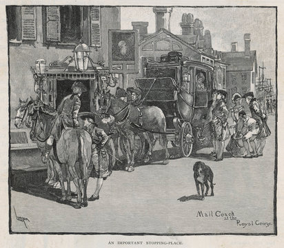 American Stagecoach - 18th century. Date: circa 1760