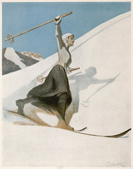 Lady Skier W - Arm Aloft. Date: 1910