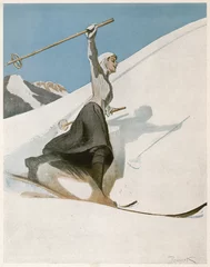 Fototapeten Lady Skier W - Arm Aloft. Date: 1910 © Archivist