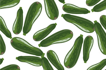 Seamless pattern with zucchini on a white background. Vector illustration on white