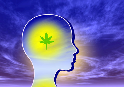 Mind Expanding Marijuana. Woman Taking Cannabis To Expand The Consciousness
