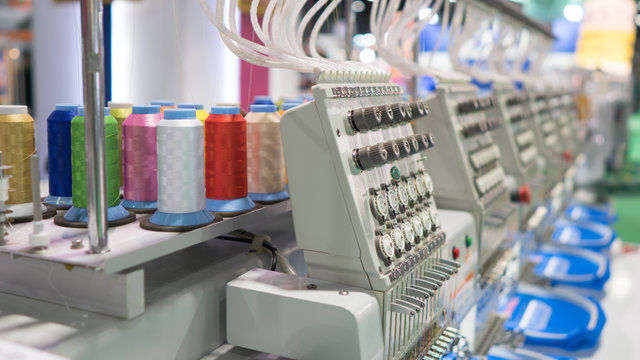 Embroidary machine with colorful thread