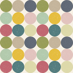Vector seamless geometric pattern with circles in retro style.