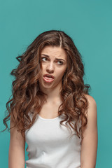 The portrait of disgusted woman