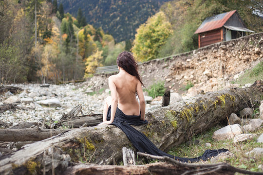 Fototapeta Nude beautiful Russian girl model nature