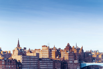 Fototapeta na wymiar Street view of Historic Old Town Houses in Edinburgh, Scotland