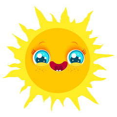 Funny sun with smile.