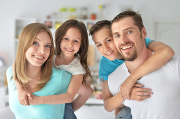 Obraz premium Family having fun indoors