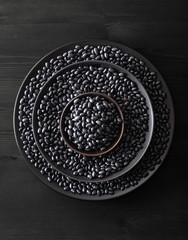 black turtle beans legumes in bowls