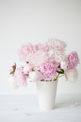 beautiful pink peony flowers bouquet in vase