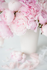 beautiful pink peony flowers bouquet in vase