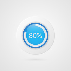 80 percent pie chart. Percentage vector infographics. Eighty Circle diagram isolated symbol. Business illustration icon for marketing presentation, project, data report, information, plan, web design