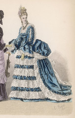 Blue - White Dress 1875. Date: 1875