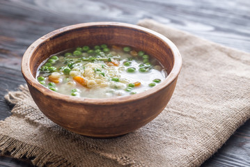 Italian chicken pasta soup with parmesan