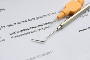 Rechnung für Zahnreinigung