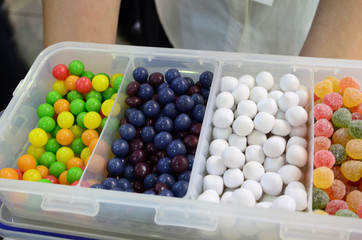 Colorful candies in the box