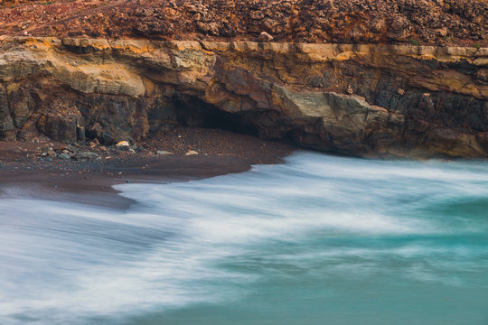 caves near Ajuy village on Fuerteventura, Spain. Long time exposure