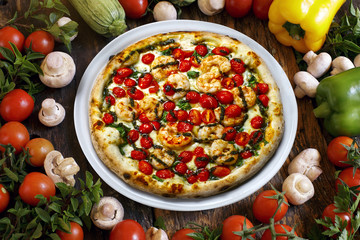 Seafood pizza