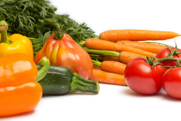 fresh vegetables isolated on white background