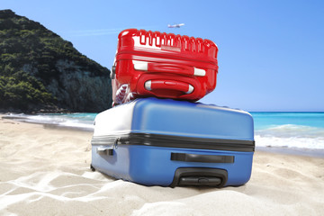 suitcase on sand 