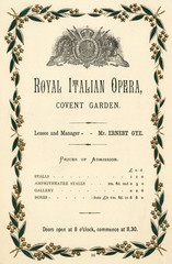 Covent Garden Advert. Date: circa 1880