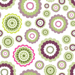 Abstract floral geometric seamless pattern. Circle ornament
