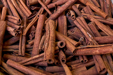 Cinnamon sticks in a market into jugful in Midle East country