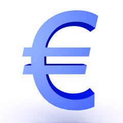3D Illustration of blue euro currency symbol