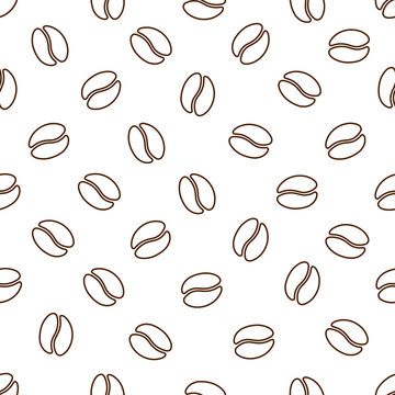 Seamless pattern with coffee beans. Linear style. Vector illustration.