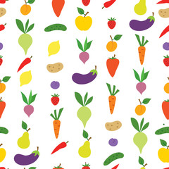 Vegetable icon seamless pattern. Healthy food ingredient background